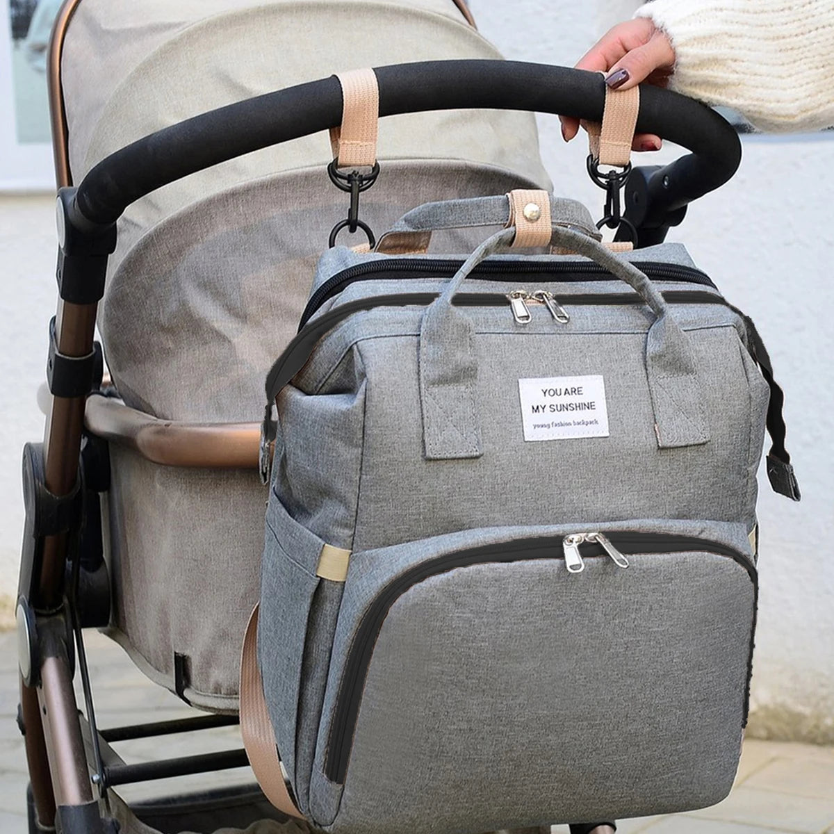 Bolsa de pañales plegable con cambiador, bolsillos aislantes y gran capacidad - Bolsa de bebé para padres multifuncional 